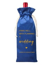 Wine Bag Wedding Gift Mr and Mrs Engagement Couple Blue Newlywed Present