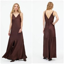 NWT Madewell Satin Sleeveless Minimalist Maxi Slip Dress Dark Carob Sz 0 NT571