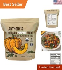 Deliciously Healthy 2 lb Organic Pumpkin Seeds - Gluten Free Keto Friendly
