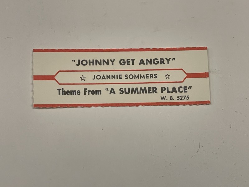 Jukebox Title Strip Joanie Sommers Johnny Get Angry Summer Place Warner Bros.