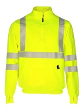 RefrigiWear HiVis Quarter-Zip Sweatshirt - High Visibility Safety Pullover with