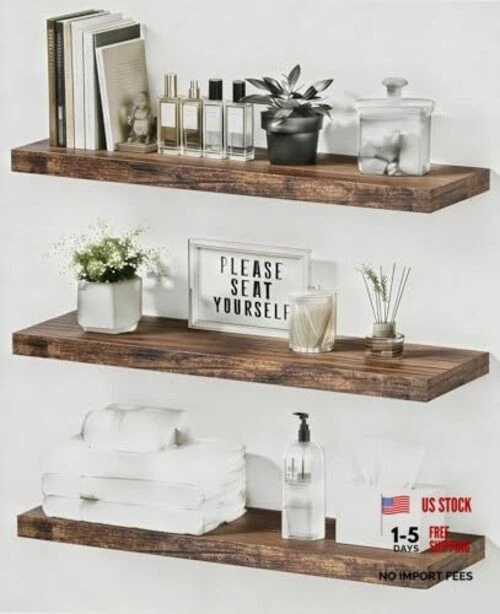 Easy Install Floating Shelves, 15.7 Inch Wall Mounted 15.7IN Vintage Brown