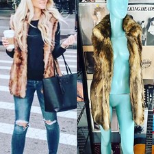 NWT UNIVERSAL THREAD FAUX FUR VEST JACKET VINTAGE STYLE BOHO BROWN OS