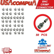  Crimp BNC Connectors Male RG59 Coax Coaxial  For CCTV Camera 50 pcs 
