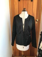 Edina Ronay Black Satin Jacket Large Bnwt Pleat Detail