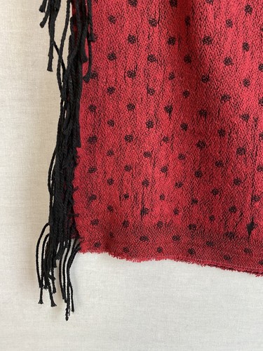 "Viola Firenze Sciarpa Wrap Made In Italy Frange Rettangolare Rosso Nero Macchia 20x66" - Foto 11 di 14