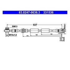 ATE 83.8247-0636.3 Bremsschlauch Vorne für Audi Seat Skoda VW Cupra