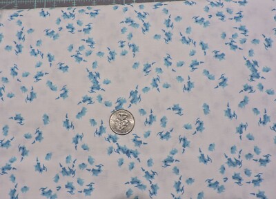 100% Cotton  Marcus Fabrics - Blue Abstract Design on White - By the Yard
