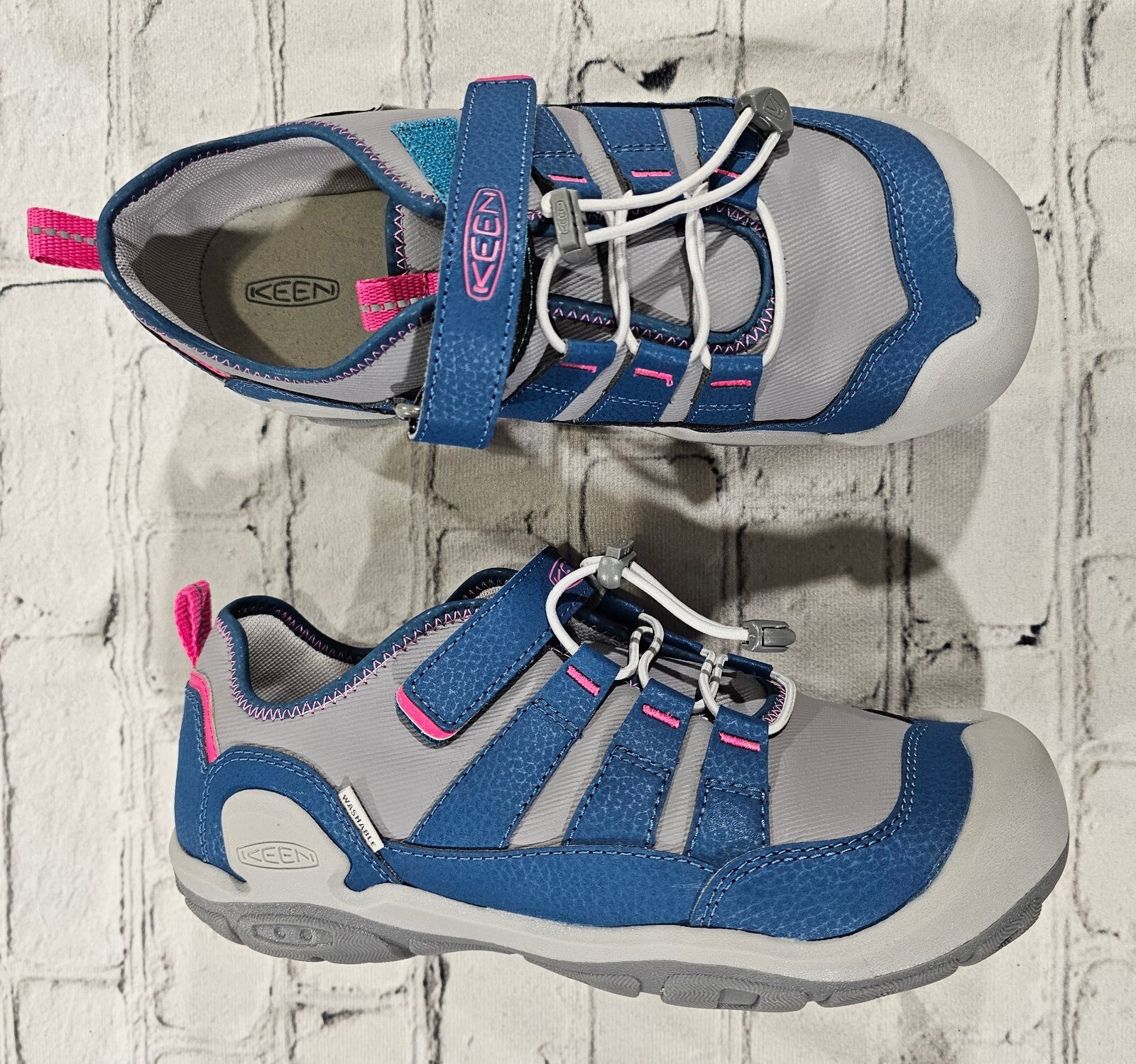 Scarpe da acqua da trekking Keen Knotch Hollow Trail con serratura in pizzo blu grigio GIOVANE TAGLIA 5