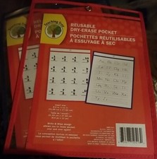 Reuseable Dry Erase Pocket Set Of 2, Dry Erase Homeschool School Eraseable
