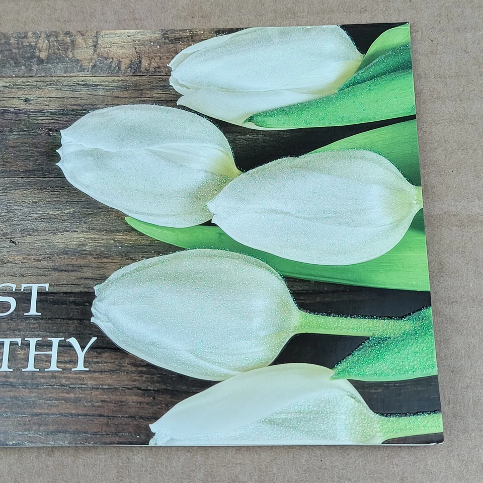 Greeting Card & Envelope - "WITH DEEPEST SYMPATHY " White Tulips With Sparkles - Image 2 of 4