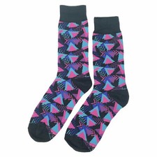 NWT Funky 90's Dress Socks Novelty Men 8-12 Black Crazy Fun Sockfly