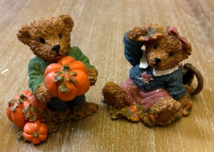 Home Interiors Vintage Bear in Pumpkin Patch Thank you Bears 1999 Thanksgiving