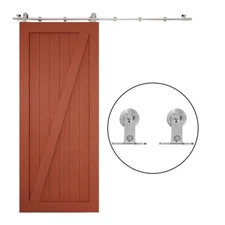 CCJH 6.6FT Stainless Steel Sliding Barn Door Hardware Track Kit Single Wood Door