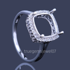 10x10 MM Cushion Cut Semi Mount Ring Anniversary Ring 925 Silver Ring For Her