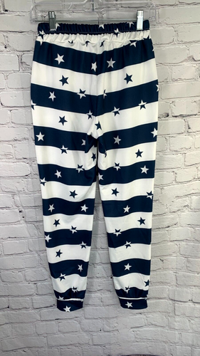 NWT Venti6 Italy White Navy Striped Star Tie Detail Pants Cotton Spandex Terry S - Picture 11 of 18