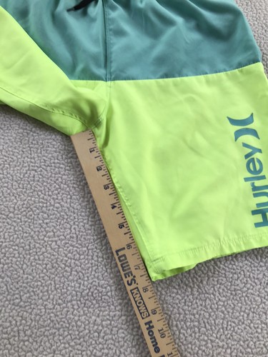 Hurley Board Shorts Swimsuit Trunks Lined Colorblock Yellow Teal Boys Sz M EUC* - Picture 6 of 7