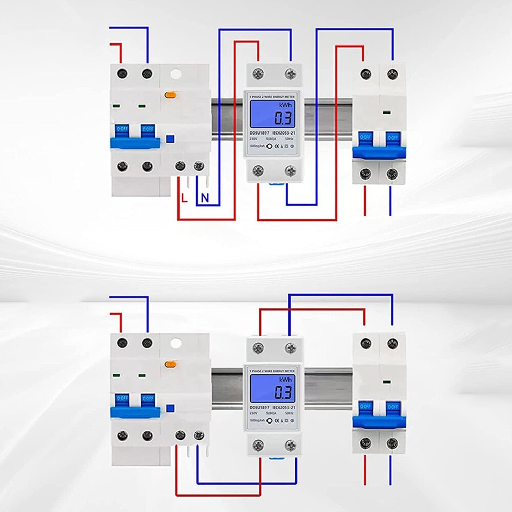 LCD Backlight Energy Meter Compact Size Accurate Measurement DIN Rail