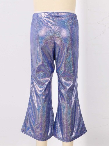 Kids Girls Boys Shiny Hip Hop Jazz Dance Flared Trousers Sequins Bell Bottoms - Picture 41 of 79