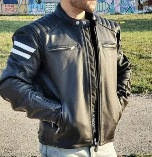 Handmade JOE ROCKET Classic Armored Padded Biker Black Real Sheep Leather Jacket - Picture 1 of 6
