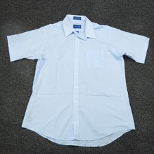 TownCraft Shirt Adult 16.5 Blue Button Up Short Sleeve Casual Collared Mens