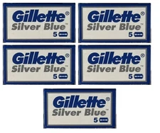 Gillette Silver Blue Double Edge Razor Blades- 25 Blades - Made in Russia