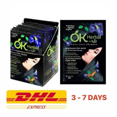 OK Herbal Shampoo Color Care Black Organic 100% To Cover white Hair Color x12