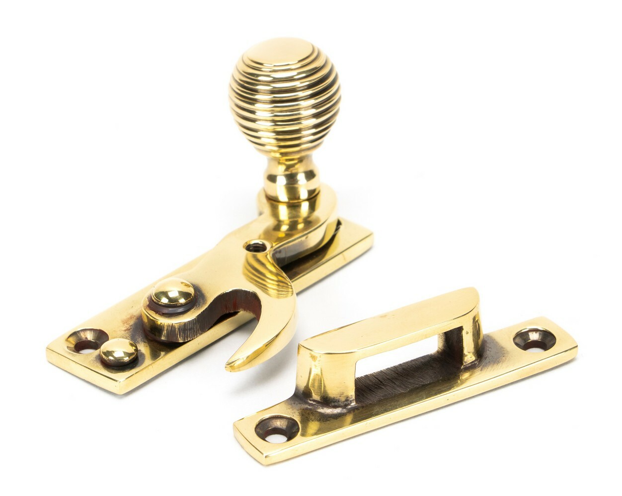 From The Anvil 45936 Aged Brass Beehive Sash Hook Fastener