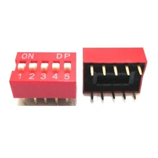 20 Pcs Slide Type Switch Module 2.54mm 5-Bit 5 Position Way DIP Red Pitch