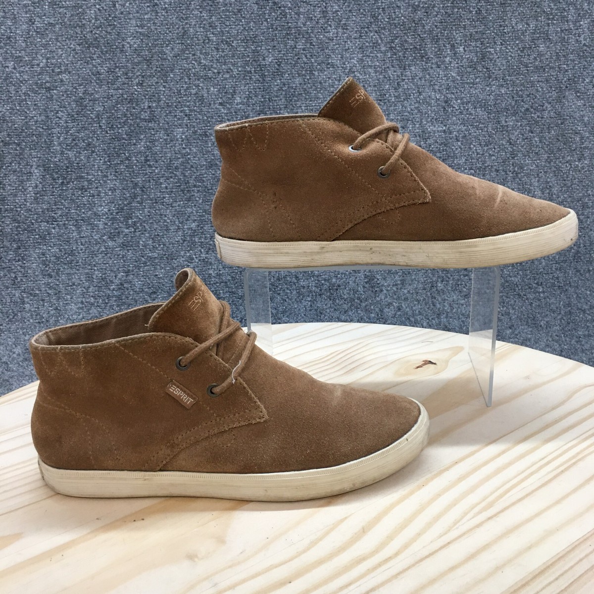 Esprit Boots Womens 38 Chukka Ankle Booties Beige Suede Almond Toe