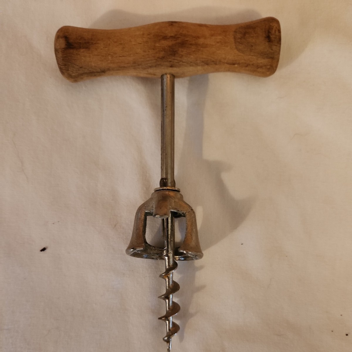 Vintage Corkscrew Wine Bottle Opener Cork Puller Wood Handle Made
