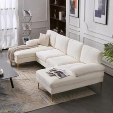 4 Seater U Shape Sectional Sofa Set with Two Chaise Living Room Furniture Couch
