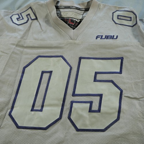 Vintage Fubu Trikot Herren XXXL grau Sport 05 Leder perforiert Fußball Y2K selten - Bild 5 von 20