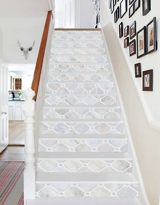 Stickers 3D Blanc Marbre Pour Marches D'escalier – NA116, Déco Murale Adhésive