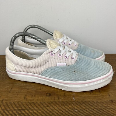 Vans Shoes Kids 7 Era Pink Blue Pastel Corduroy Low Top Casual Sneakers