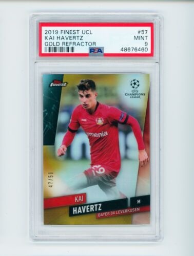 2019-20 Kai Havertz Topps Finest Gold Bayer Leverkusen Rookie Card 47/50 PSA 9