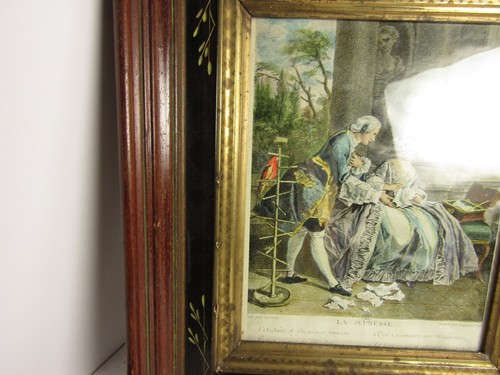 FRENCH 18TH CENTURY LA JEUNE SSE LITHOGRAPH PRINT ANTIQUE ART VTG FRAME - Picture 4 of 7