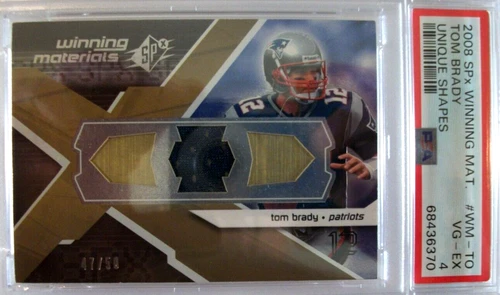 2008 SPX WINNING MATERIALS TOM BRADY UNIQUE SHAPES /50 PSA  4 NONE GRADED HIGHER