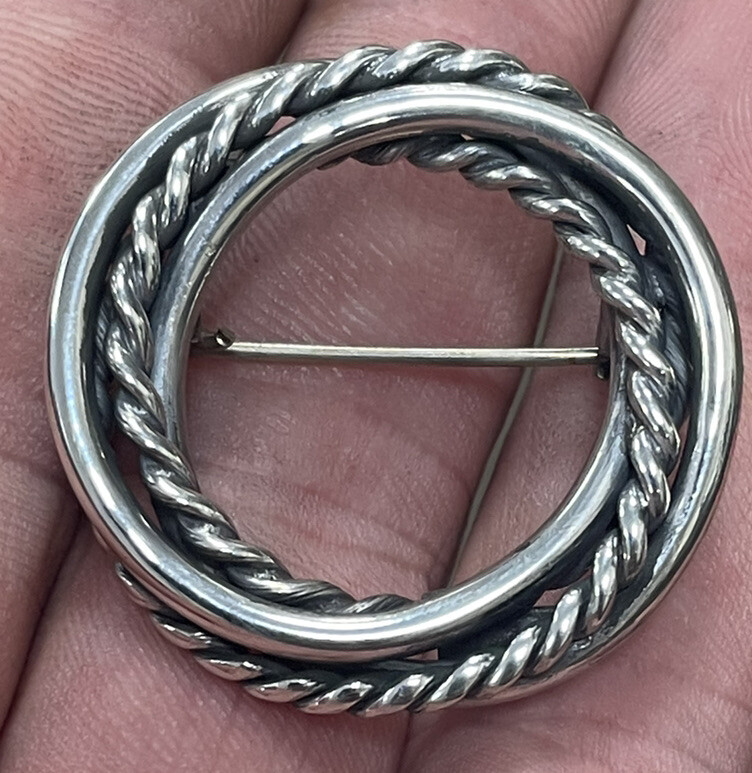 Vintage Mexico EAB Solid Sterling Silver Circle P… - image 3
