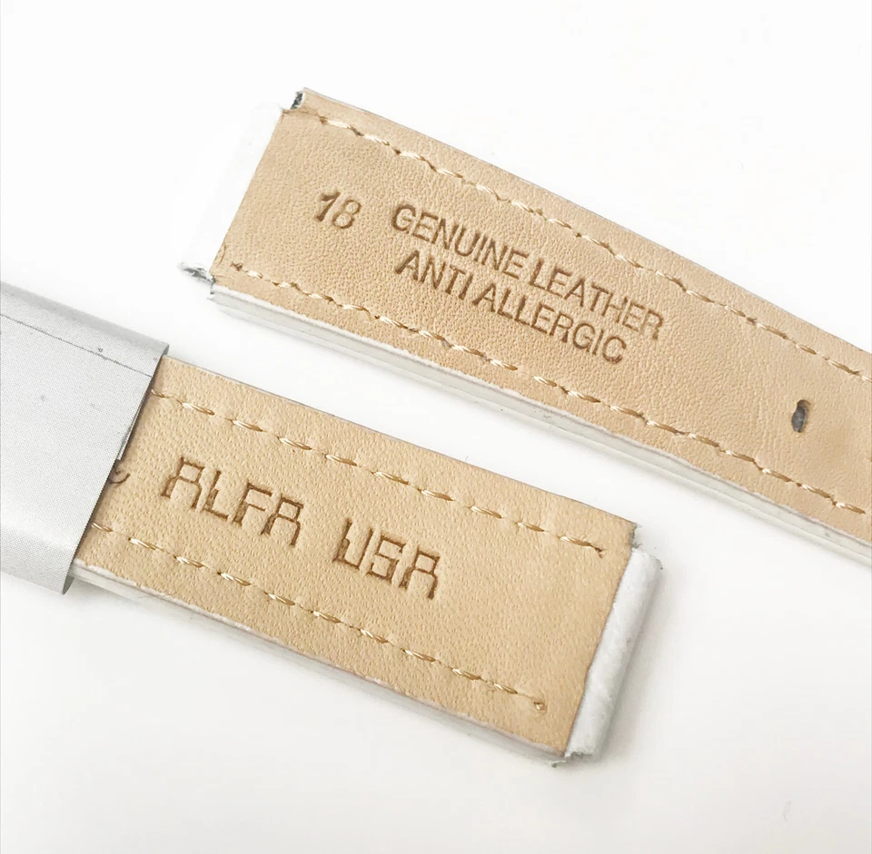 Alfa Anti-Allergic Brand New White Tone 18mm Genuine Leather Watch Band - Photo 4/4