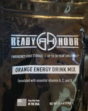 Orange Energy Drink Mix 8 Serving Emergency Survival Pouch 30 Year Shelf Life