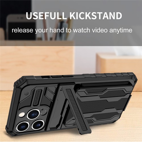 For iPhone 16 15 14 13 12 11 Pro Max XR 8 Plus Rugged Stand Case Card Slot Cover - Picture 32 of 72