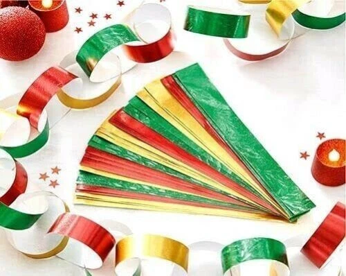 Navidad Papel Cadenas 80 de Color Aluminio Hacer Su Propio Adornos Autoadhesivo - Imagen 2 de 3