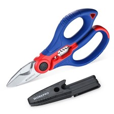 WORKPRO 163mm Electricians Scissors Wire Stripper,with Belt Clip Sheath. 18+ AGE