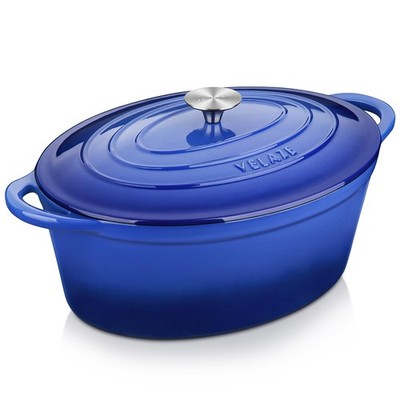 QT Enameled Oval Dutch Oven Pot with Lid, Cast Iron Dutch Oven