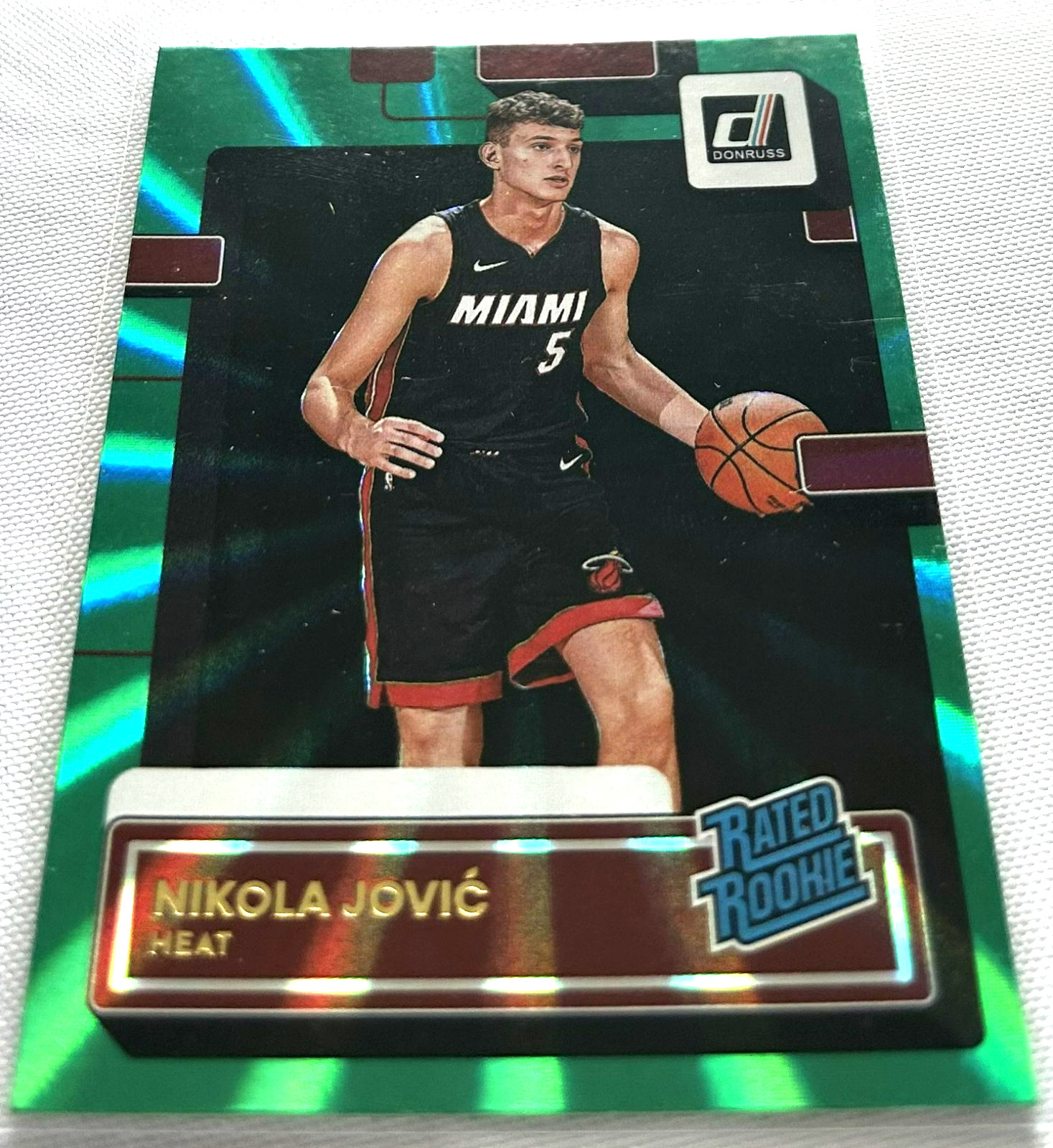 2022-23 Donruss Basketball Nikola Jovic Miami Heat Green Holo Laser Rookie #227