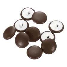 25pcs PU Leather Covered Button 15mm Plastic Shank Round Button, Brown