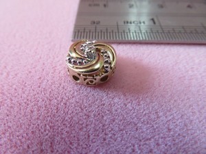 OMG 10K Solid Two Tone Gold  Diamond Chip Slide Charm for Bracelet