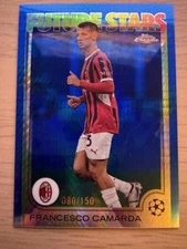 2024-25 Topps Chrome UEFA #183 Francesco Camarda Blue Prism Refractor #/150