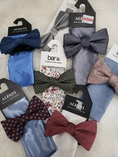 Lot 7 - ALFANI Men's Polyester Bow Ties Pocket Squares blue gray neutral